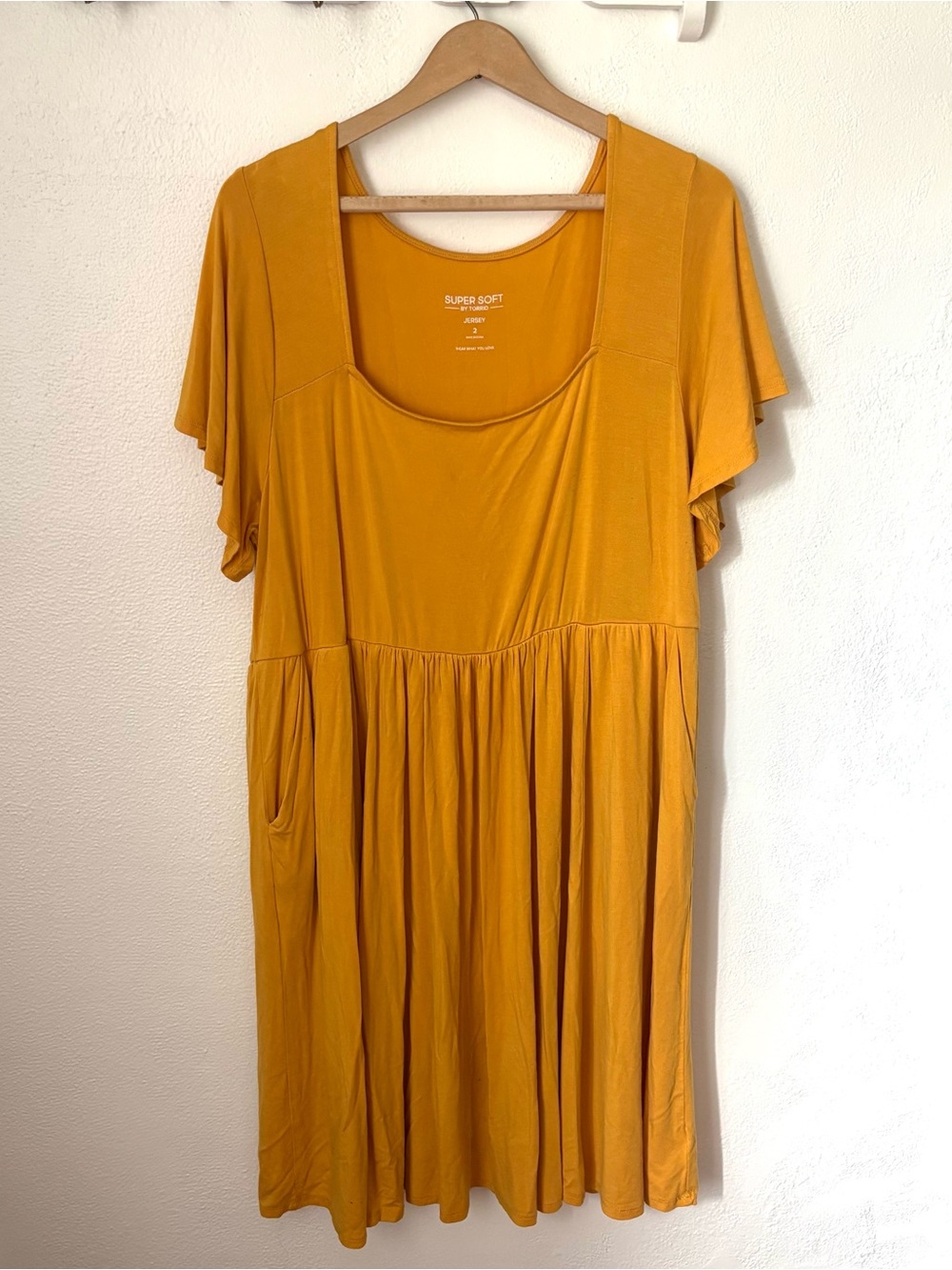 Torrid Super Soft Mustard Jersey Knit Dress Size 2 Plus Size Pockets